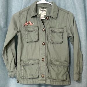 OshKosh B'gosh Girls Olive Utility Jacket with Floral Detail